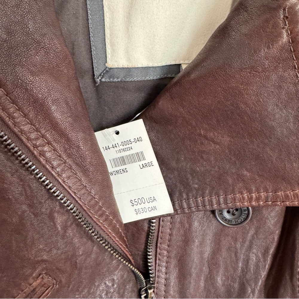 BNWT Y2K Abercrombie & Fitch Mia Leather Jacket Brown Genuine Leather Sz L - Picture 4 of 15